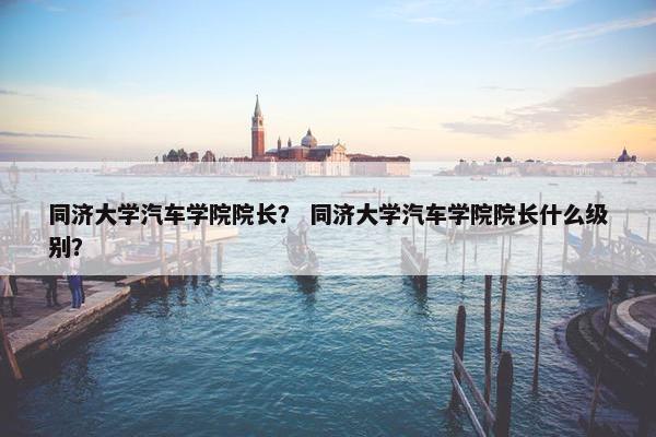 同济大学汽车学院院长？ 同济大学汽车学院院长什么级别？
