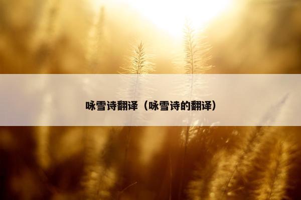 咏雪诗翻译（咏雪诗的翻译）