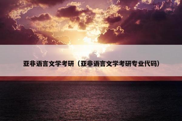 亚非语言文学考研（亚非语言文学考研专业代码）