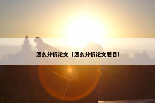 怎么分析论文（怎么分析论文题目）