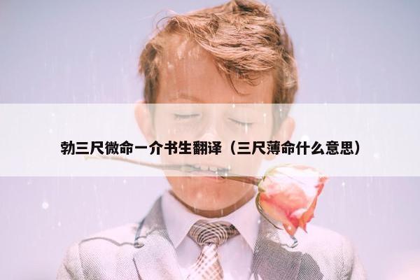 勃三尺微命一介书生翻译（三尺薄命什么意思）