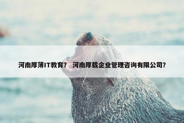 河南厚薄IT教育？ 河南厚载企业管理咨询有限公司？