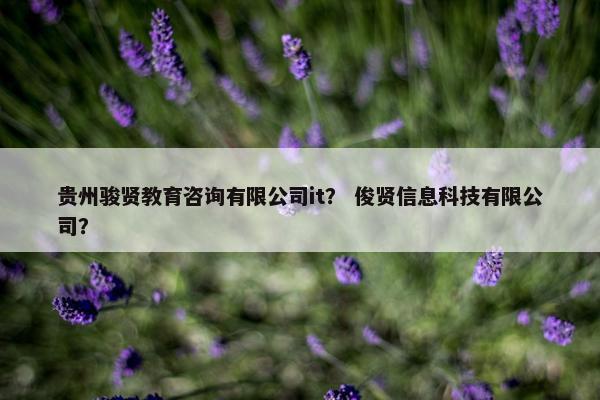 贵州骏贤教育咨询有限公司it？ 俊贤信息科技有限公司？
