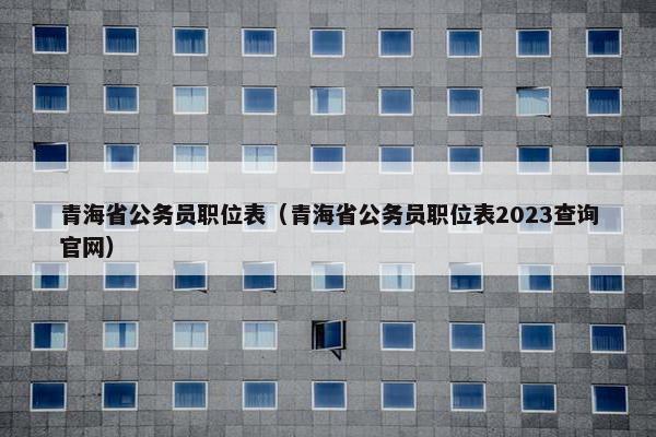 青海省公务员职位表（青海省公务员职位表2023查询官网）