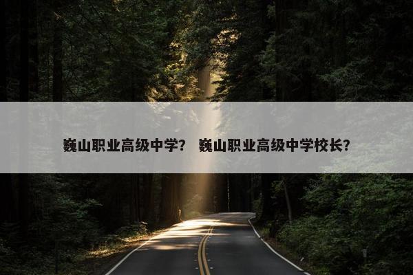 巍山职业高级中学？ 巍山职业高级中学校长？
