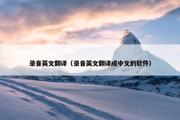 录音英文翻译（录音英文翻译成中文的软件）