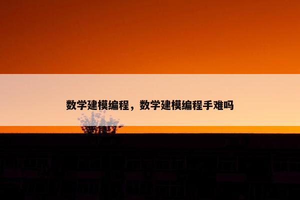 数学建模编程，数学建模编程手难吗
