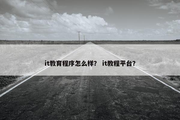 it教育程序怎么样？ it教程平台？