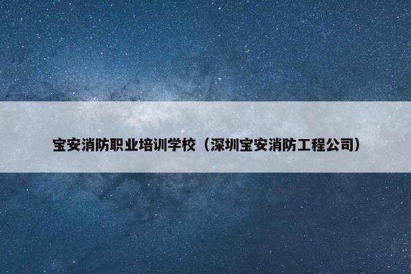 宝安消防职业培训学校（深圳宝安消防工程公司）