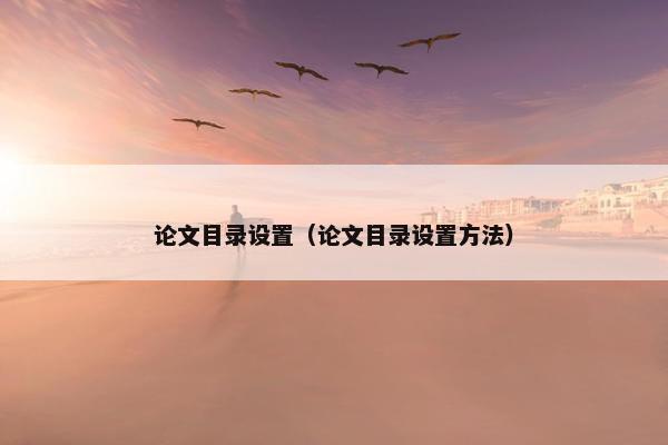 论文目录设置（论文目录设置方法）