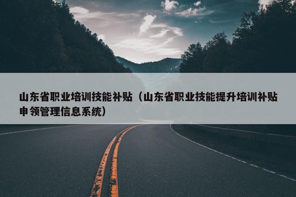 山东省职业培训技能补贴（山东省职业技能提升培训补贴申领管理信息系统）