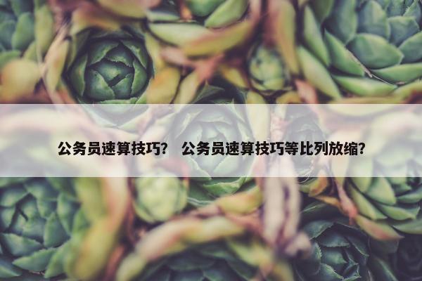 公务员速算技巧？ 公务员速算技巧等比列放缩？