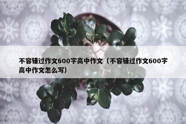 不容错过作文600字高中作文（不容错过作文600字高中作文怎么写）