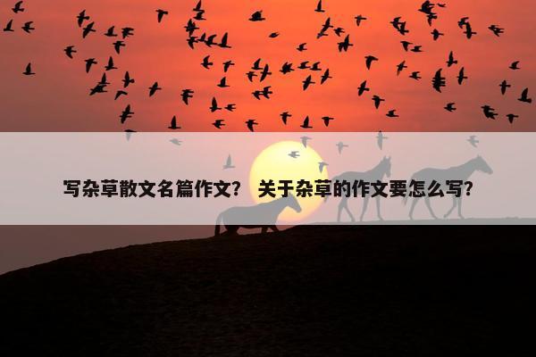 写杂草散文名篇作文？ 关于杂草的作文要怎么写？