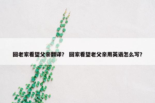 回老家看望父亲翻译？ 回家看望老父亲用英语怎么写？