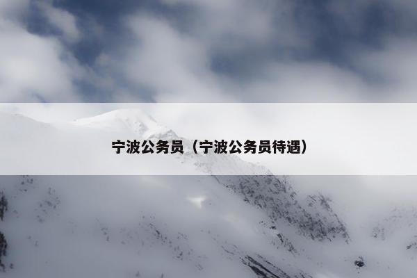 宁波公务员（宁波公务员待遇）