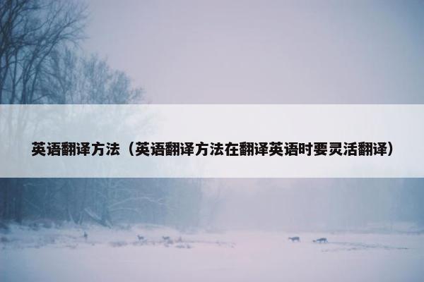 英语翻译方法（英语翻译方法在翻译英语时要灵活翻译）