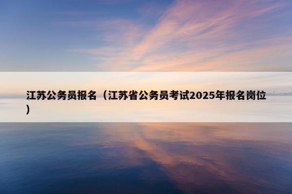江苏公务员报名（江苏省公务员考试2025年报名岗位）