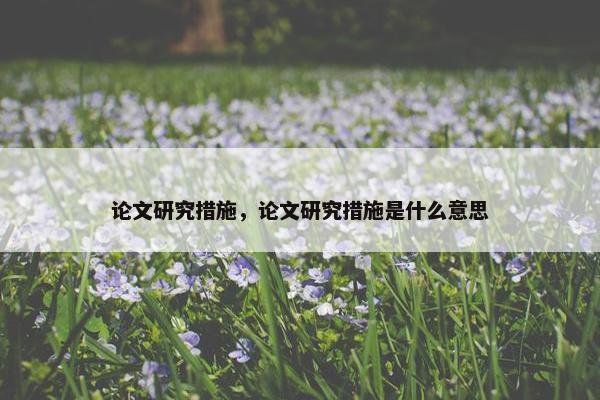 论文研究措施，论文研究措施是什么意思