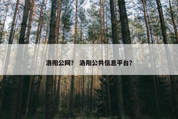 洛阳公网？ 洛阳公共信息平台？