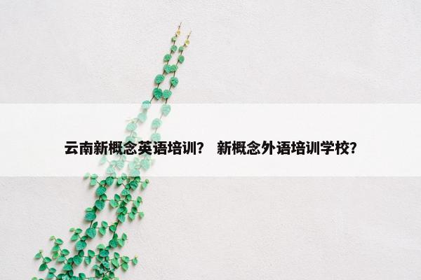云南新概念英语培训？ 新概念外语培训学校？