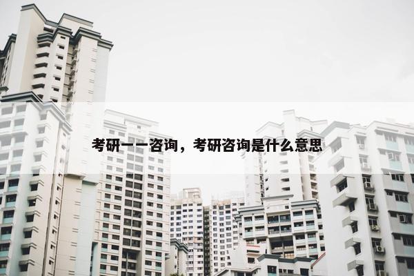 考研一一咨询，考研咨询是什么意思