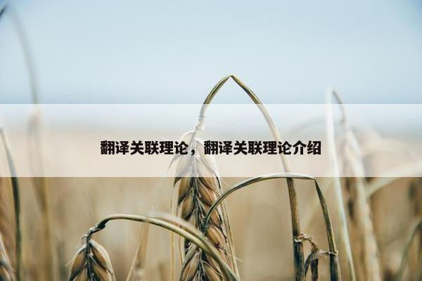 翻译关联理论，翻译关联理论介绍