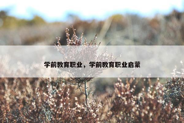 学前教育职业，学前教育职业启蒙