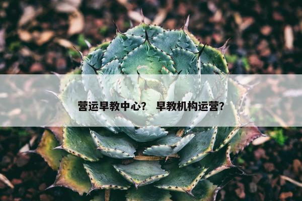 营运早教中心？ 早教机构运营？