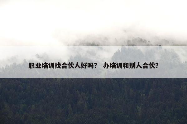 职业培训找合伙人好吗？ 办培训和别人合伙？