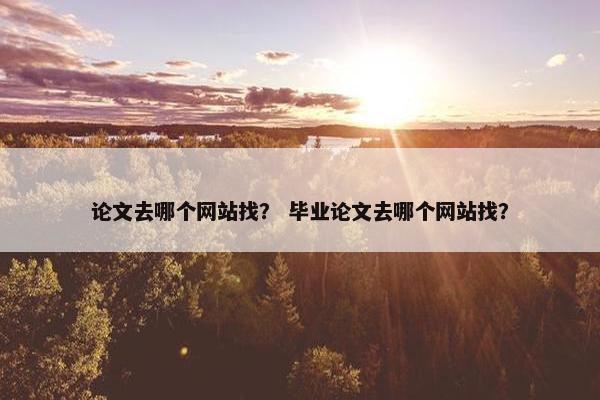 论文去哪个网站找？ 毕业论文去哪个网站找？
