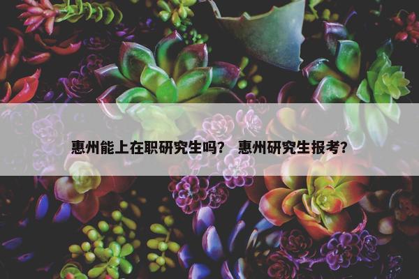 惠州能上在职研究生吗？ 惠州研究生报考？