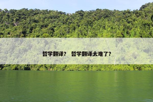 哲学翻译？ 哲学翻译太难了？