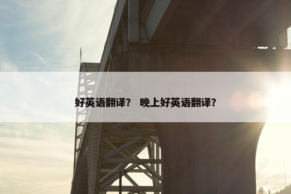 好英语翻译？ 晚上好英语翻译？