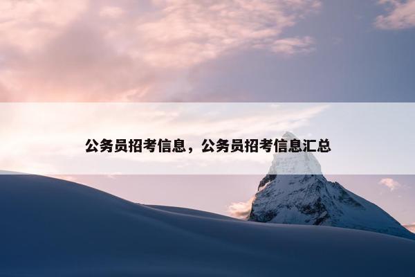 公务员招考信息，公务员招考信息汇总