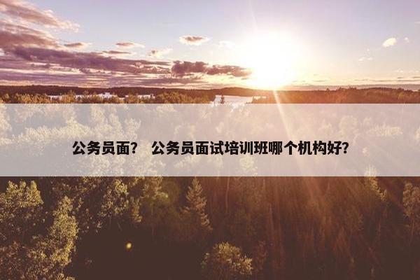 公务员面？ 公务员面试培训班哪个机构好？