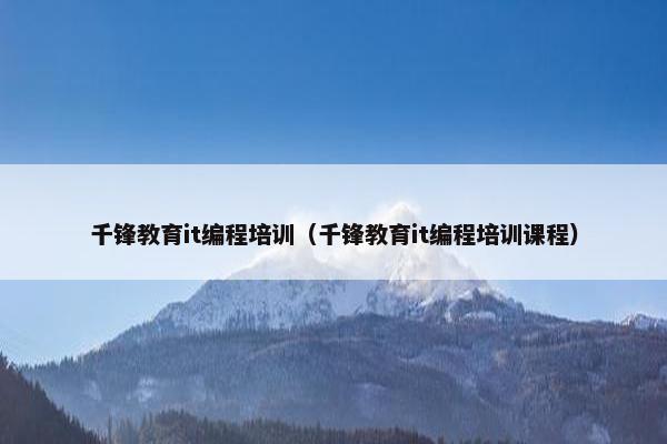 千锋教育it编程培训（千锋教育it编程培训课程）