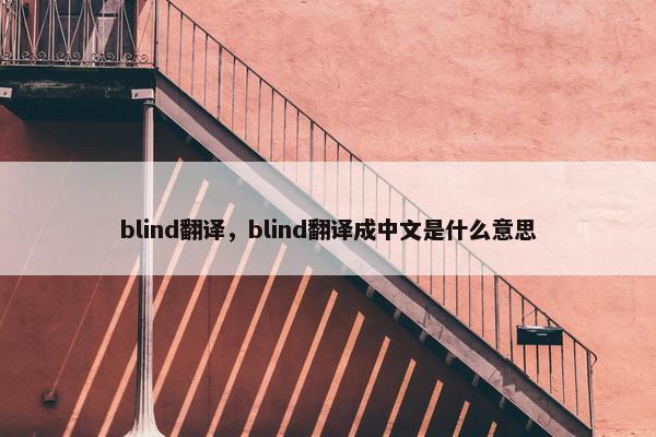 blind翻译，blind翻译成中文是什么意思