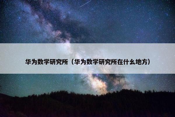 华为数学研究所（华为数学研究所在什幺地方）