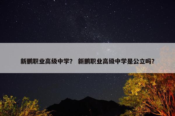 新鹏职业高级中学？ 新鹏职业高级中学是公立吗？