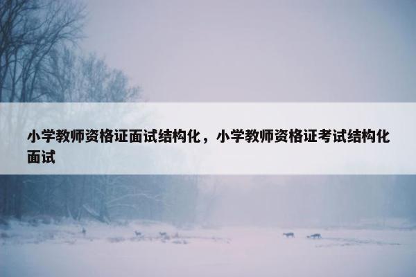 小学教师资格证面试结构化，小学教师资格证考试结构化面试