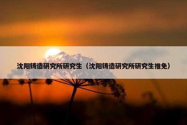 沈阳铸造研究所研究生（沈阳铸造研究所研究生推免）