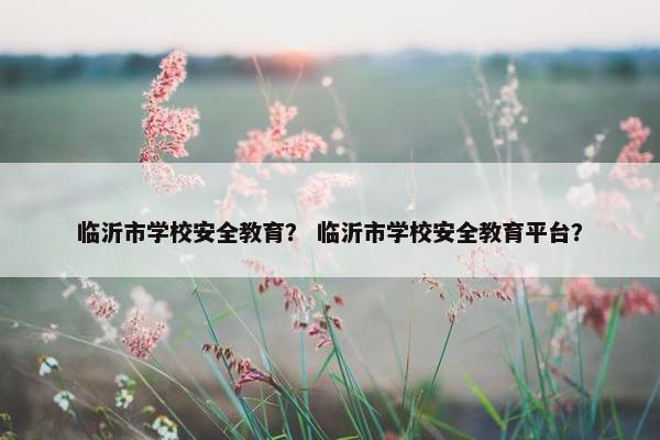 临沂市学校安全教育？ 临沂市学校安全教育平台？