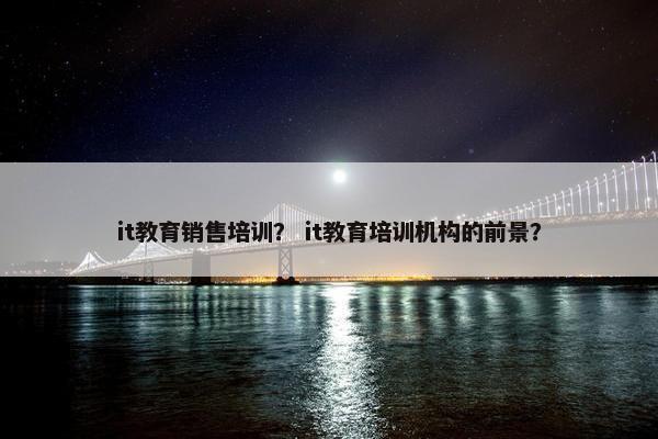 it教育销售培训？ it教育培训机构的前景？