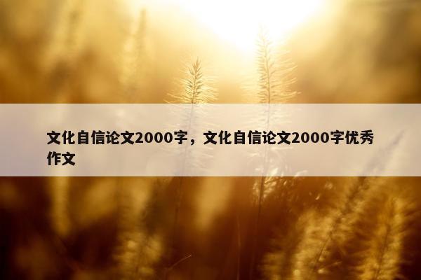 文化自信论文2000字，文化自信论文2000字优秀作文