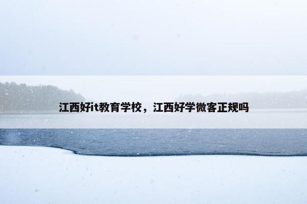 江西好it教育学校，江西好学微客正规吗