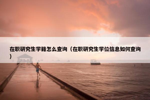 在职研究生学籍怎么查询（在职研究生学位信息如何查询）