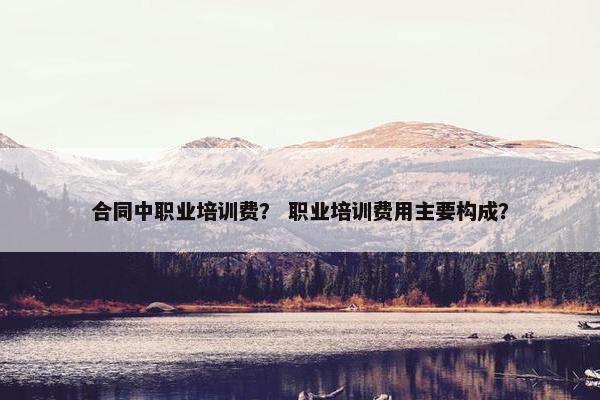 合同中职业培训费？ 职业培训费用主要构成？