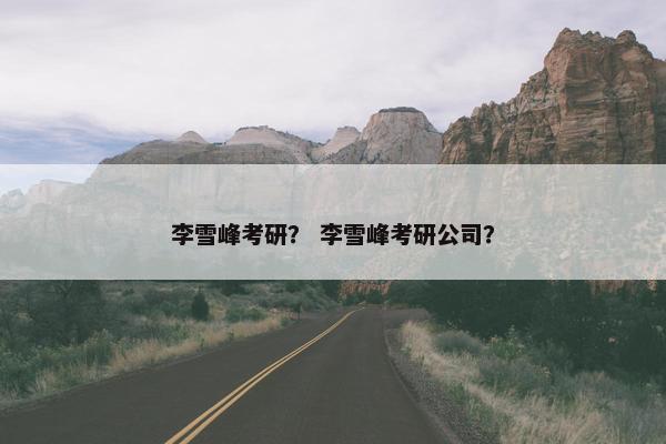 李雪峰考研？ 李雪峰考研公司？