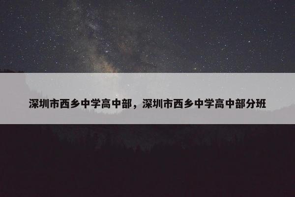 深圳市西乡中学高中部，深圳市西乡中学高中部分班